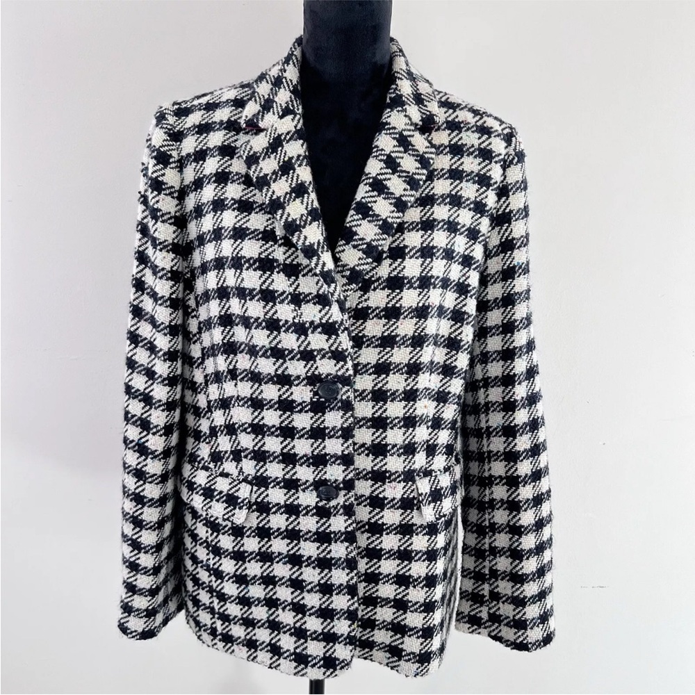 Talbots Black and White Checkered Blazer